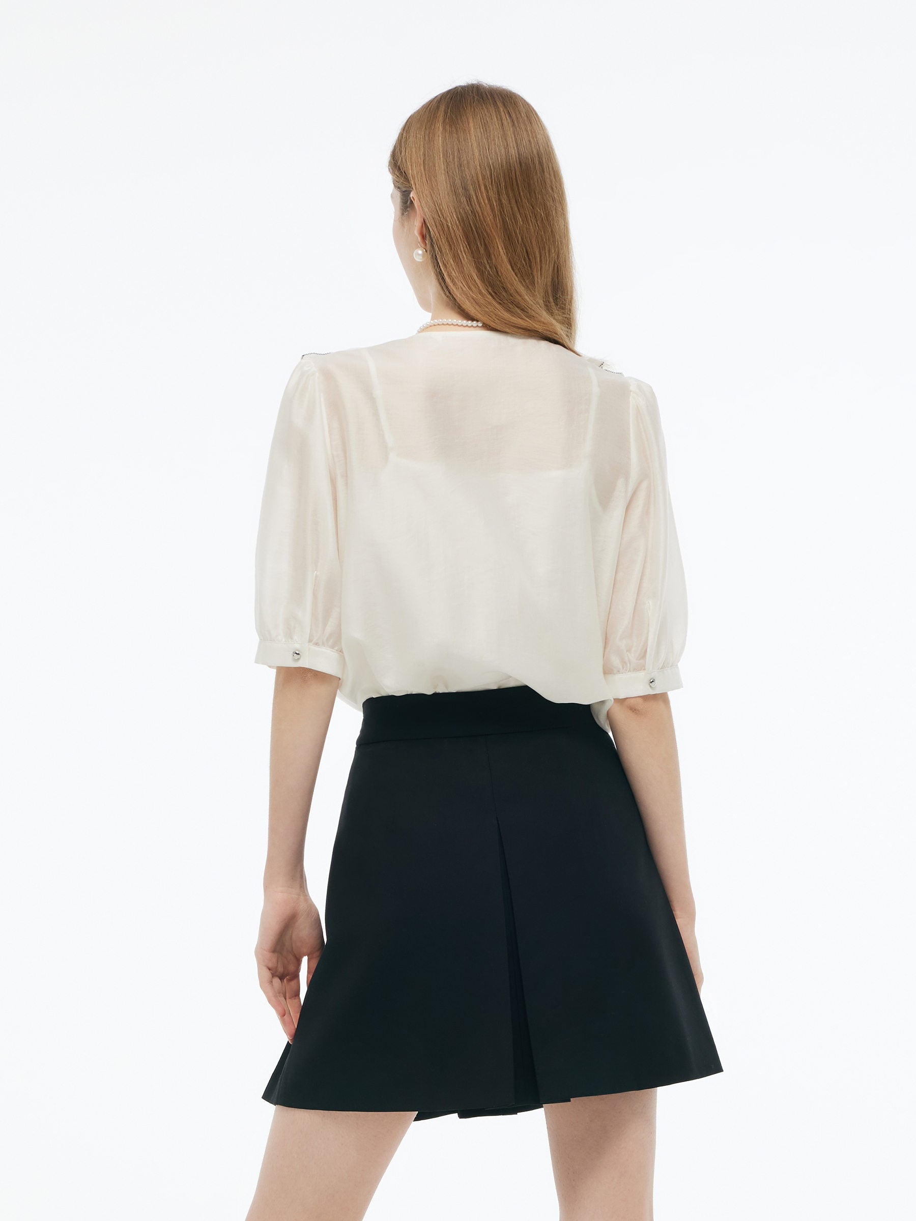 Evelyn & Co.™ | Tencel Blend Ruffle V-Neck Shirt