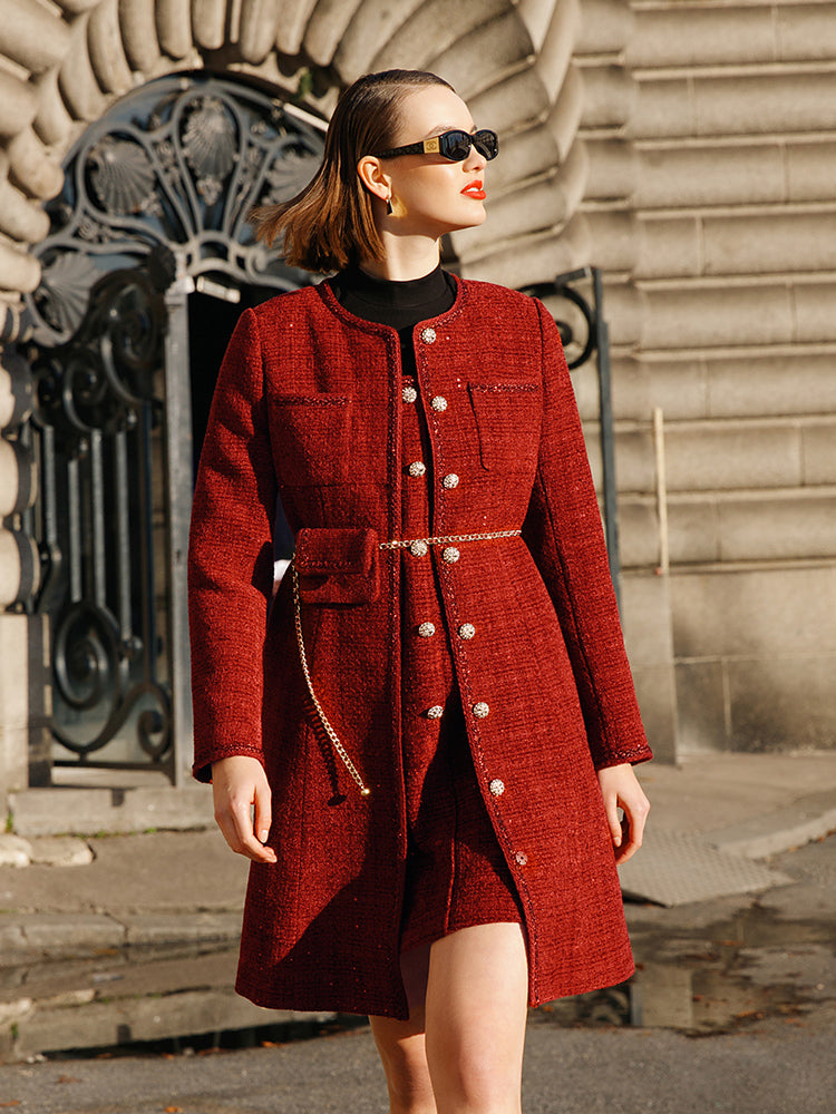 Evelyn & Co.™ | Tweed Coat With Waist Pack