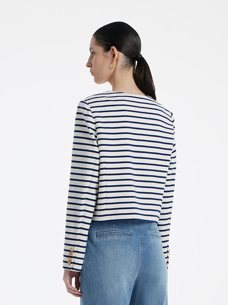 Evelyn & Co.™ | Cotton Striped Crop Jacket