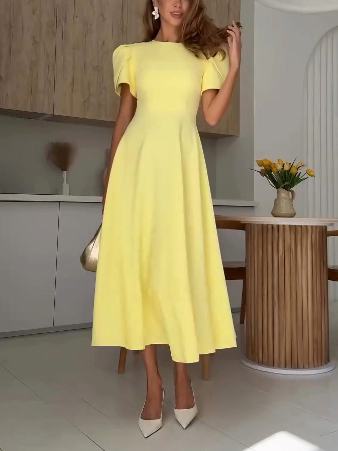 Evelyn & Co.™ | High-neck Bud Sleeve Midi Dress