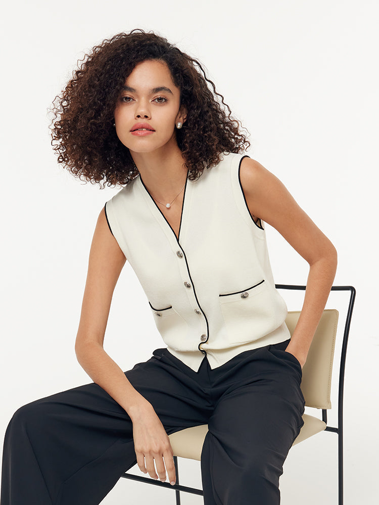 Evelyn & Co.™ | Contrast Trim Knit Vest