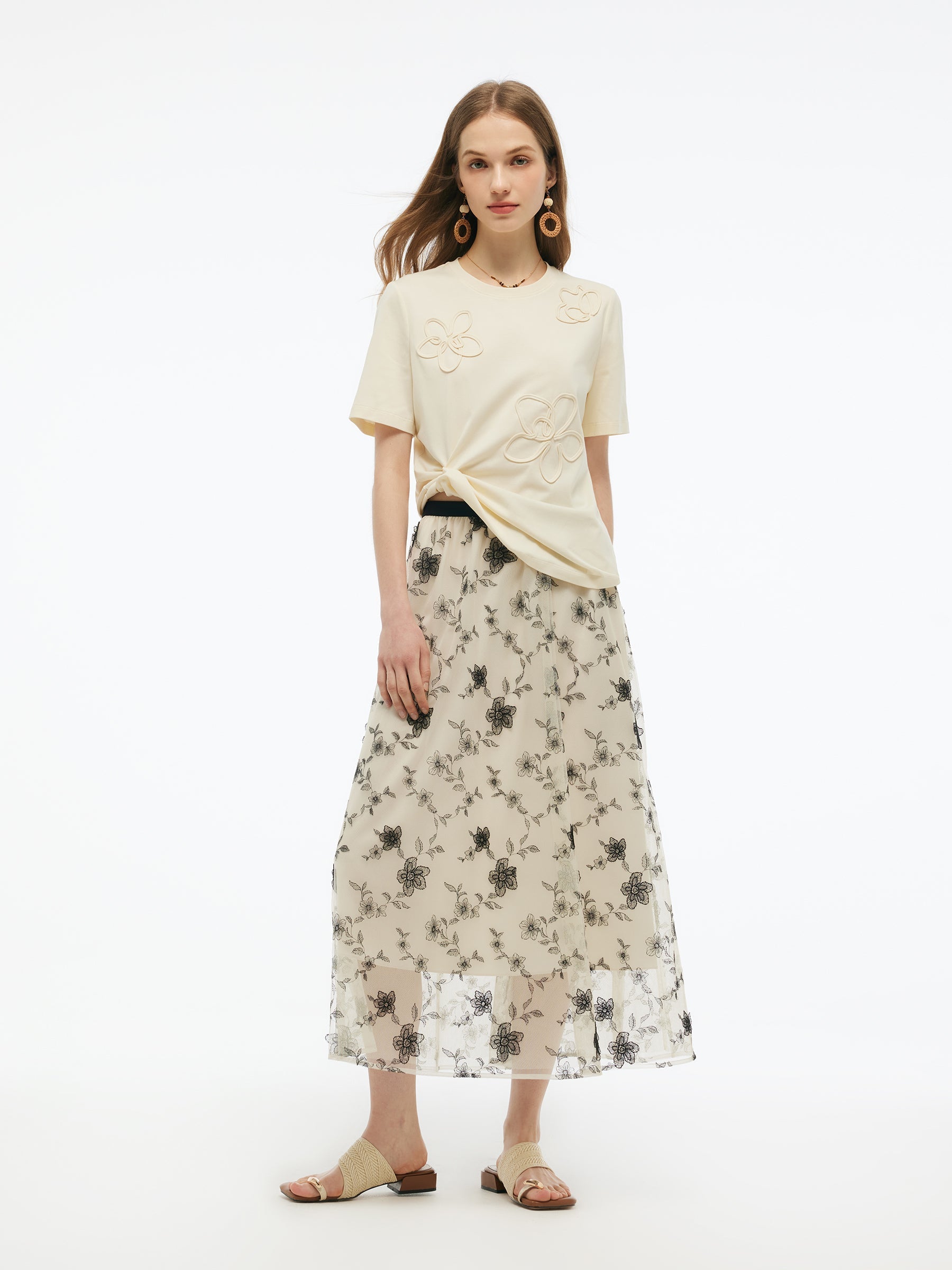 Evelyn & Co.™ | Floral Embellished Knit T-Shirt