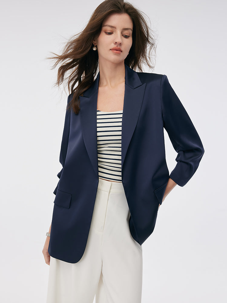 Evelyn & Co.™ | 3/4 Ruched Sleeves Blazer