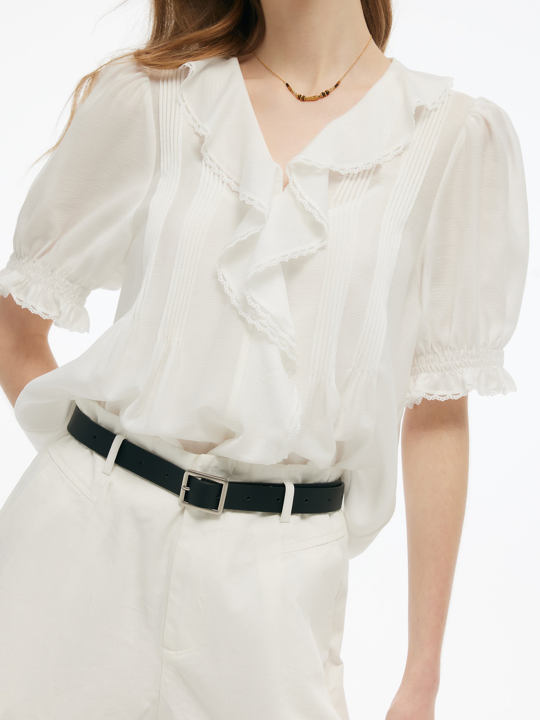 Evelyn & Co.™ | Ruffle V-Neck Blouse