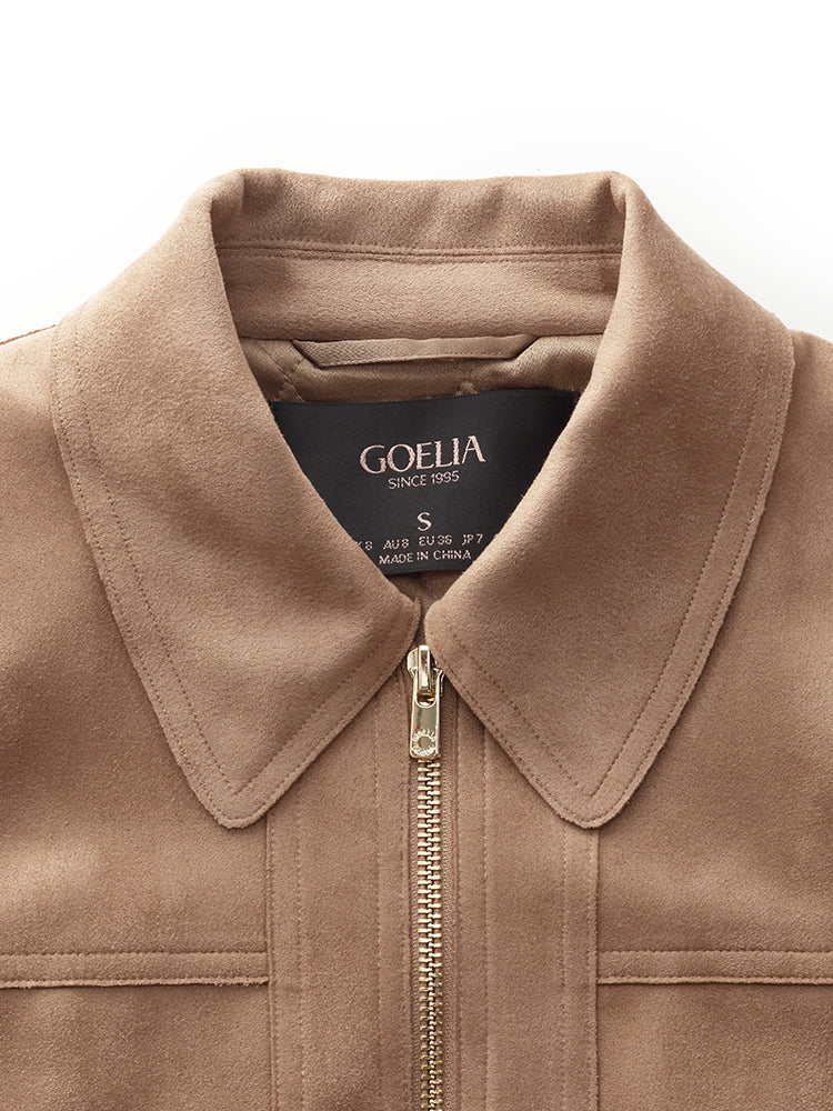 Evelyn & Co.™ | Suede Zip-Up Crop Jacket
