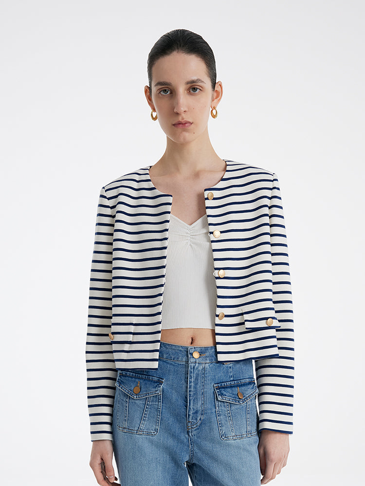 Evelyn & Co.™ | Cotton Striped Crop Jacket