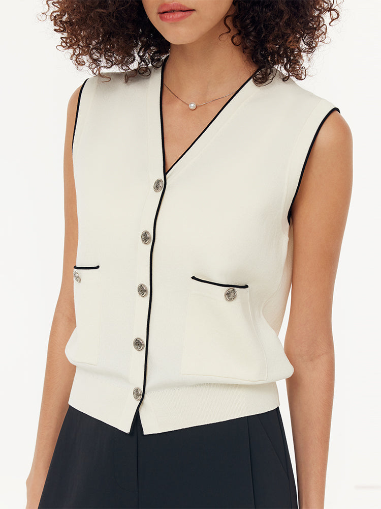 Evelyn & Co.™ | Contrast Trim Knit Vest