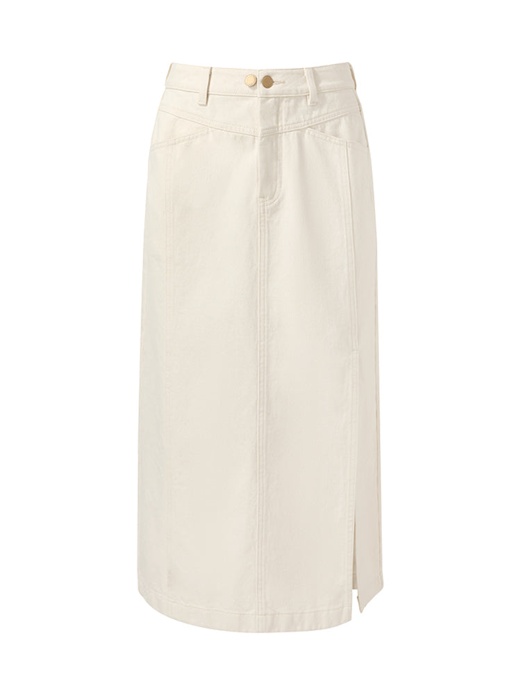 Evelyn & Co.™ | Cotton Denim Slit Skirt