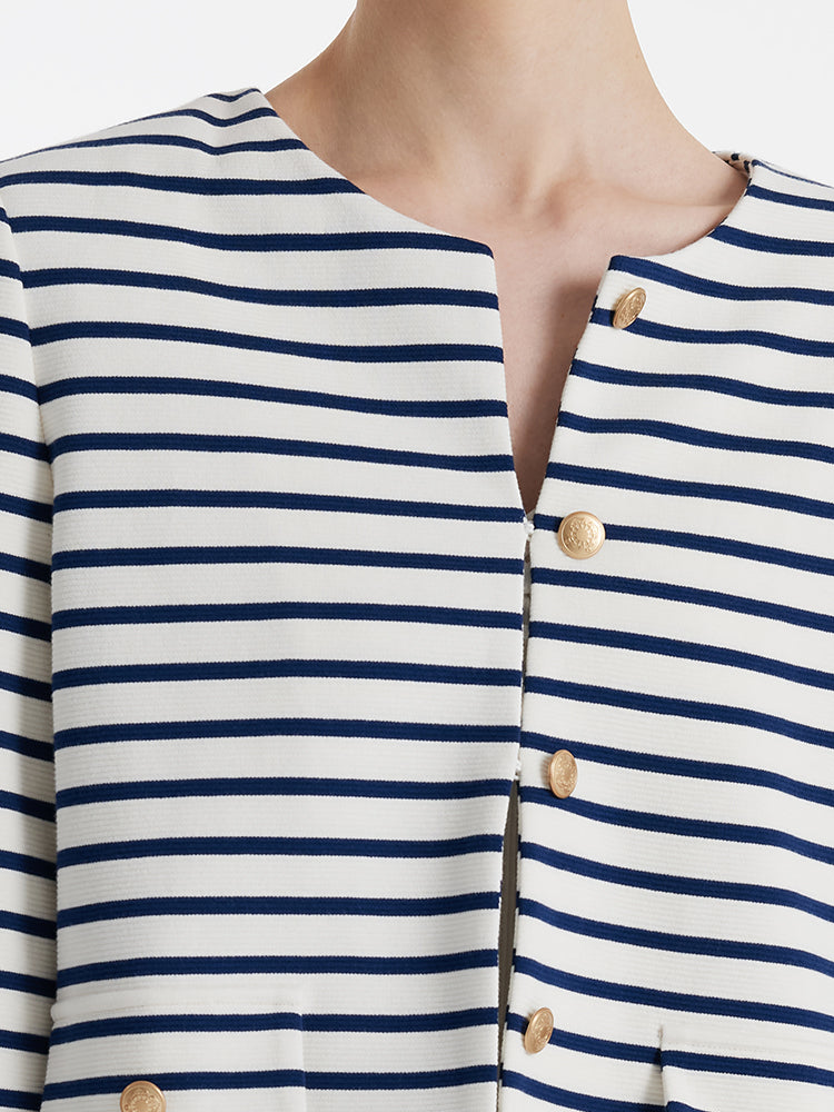 Evelyn & Co.™ | Cotton Striped Crop Jacket