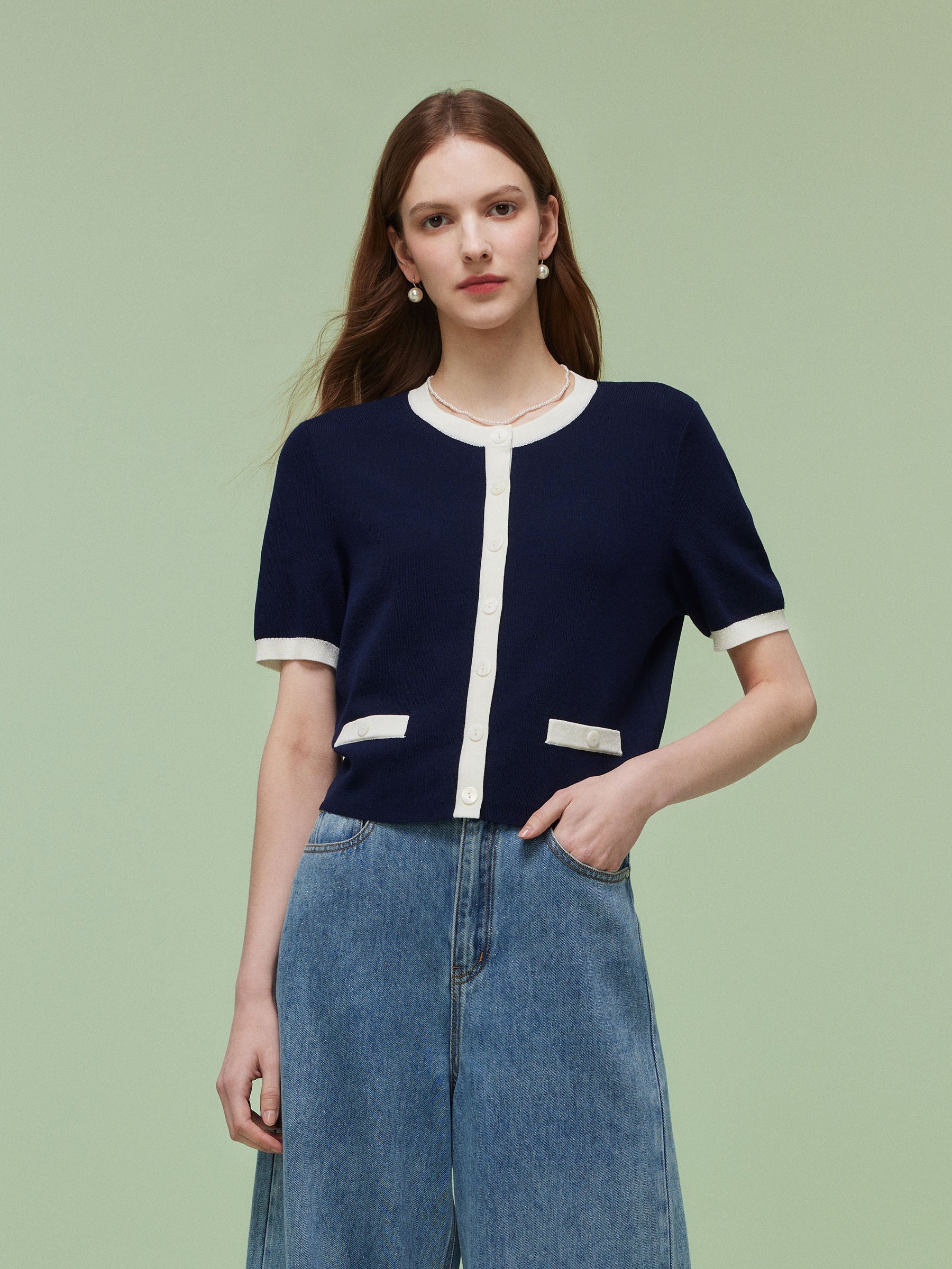 Evelyn & Co.™ | Contrast Trim Cardigan