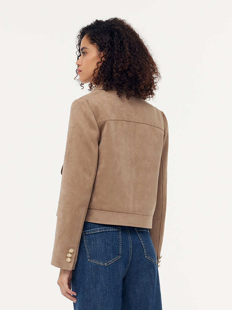 Evelyn & Co.™ | Suede Zip-Up Crop Jacket