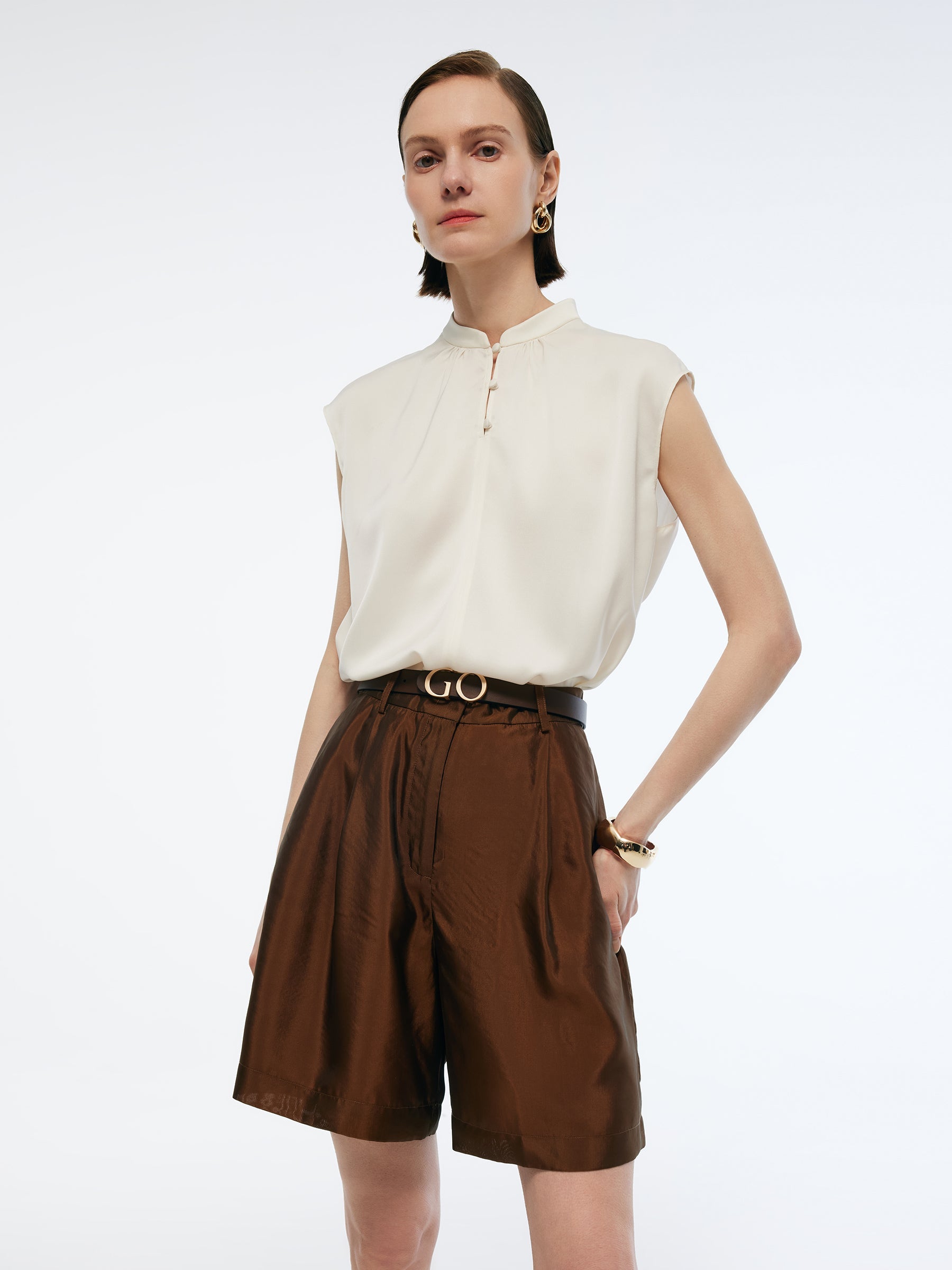 Evelyn & Co.™ | Silk Cap Sleeve Blouse