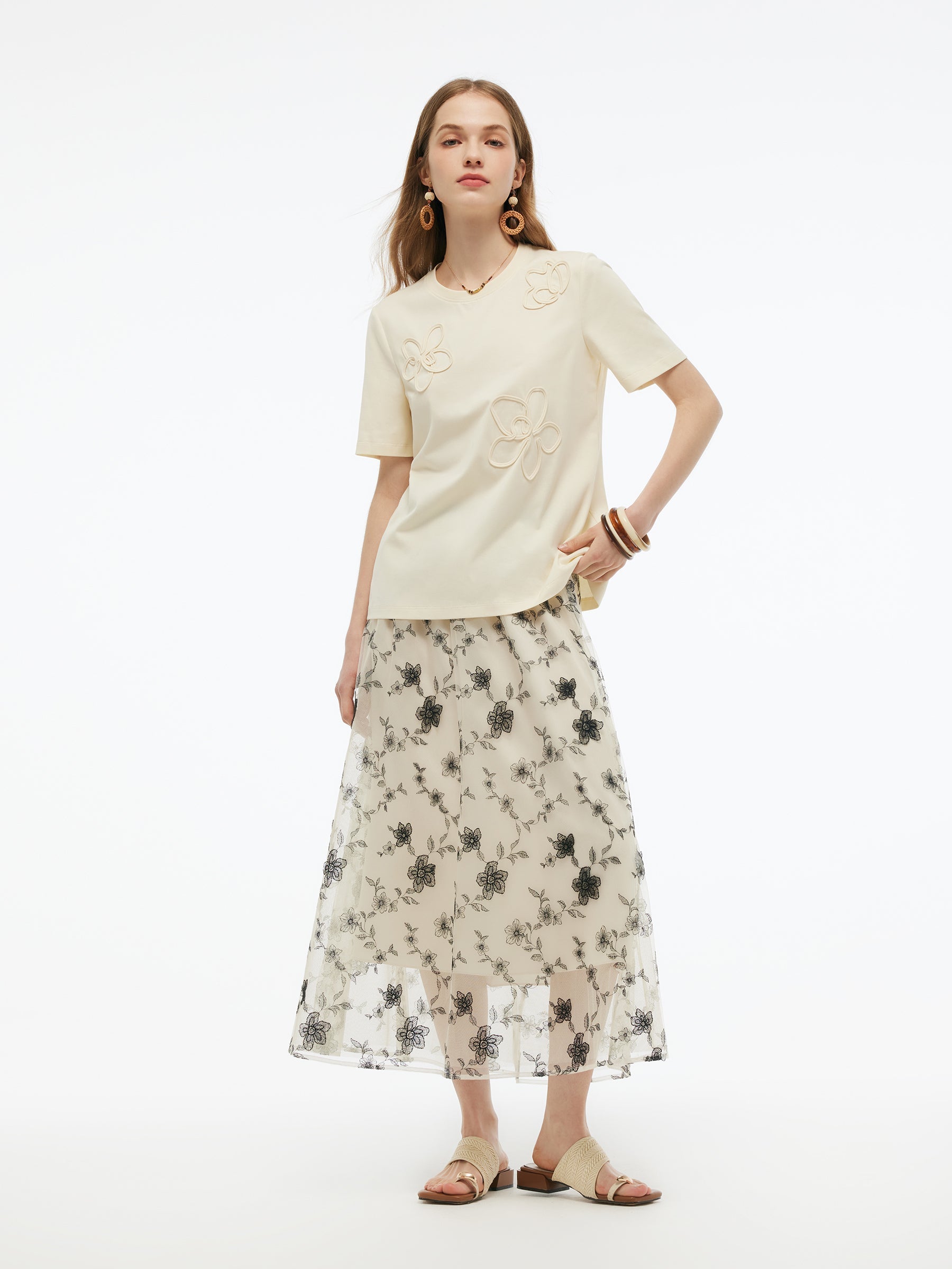 Evelyn & Co.™ | Floral Embellished Knit T-Shirt