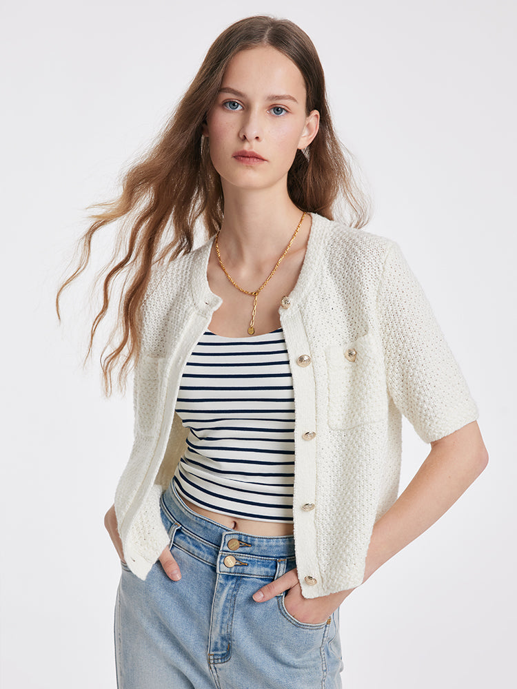 Evelyn & Co.™ | Round Neck Knitted Women Cardigan