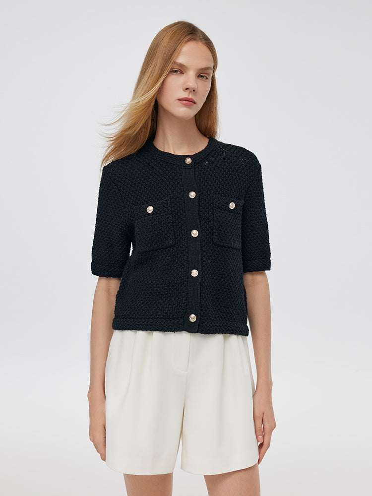 Evelyn & Co.™ | Round Neck Knitted Women Cardigan