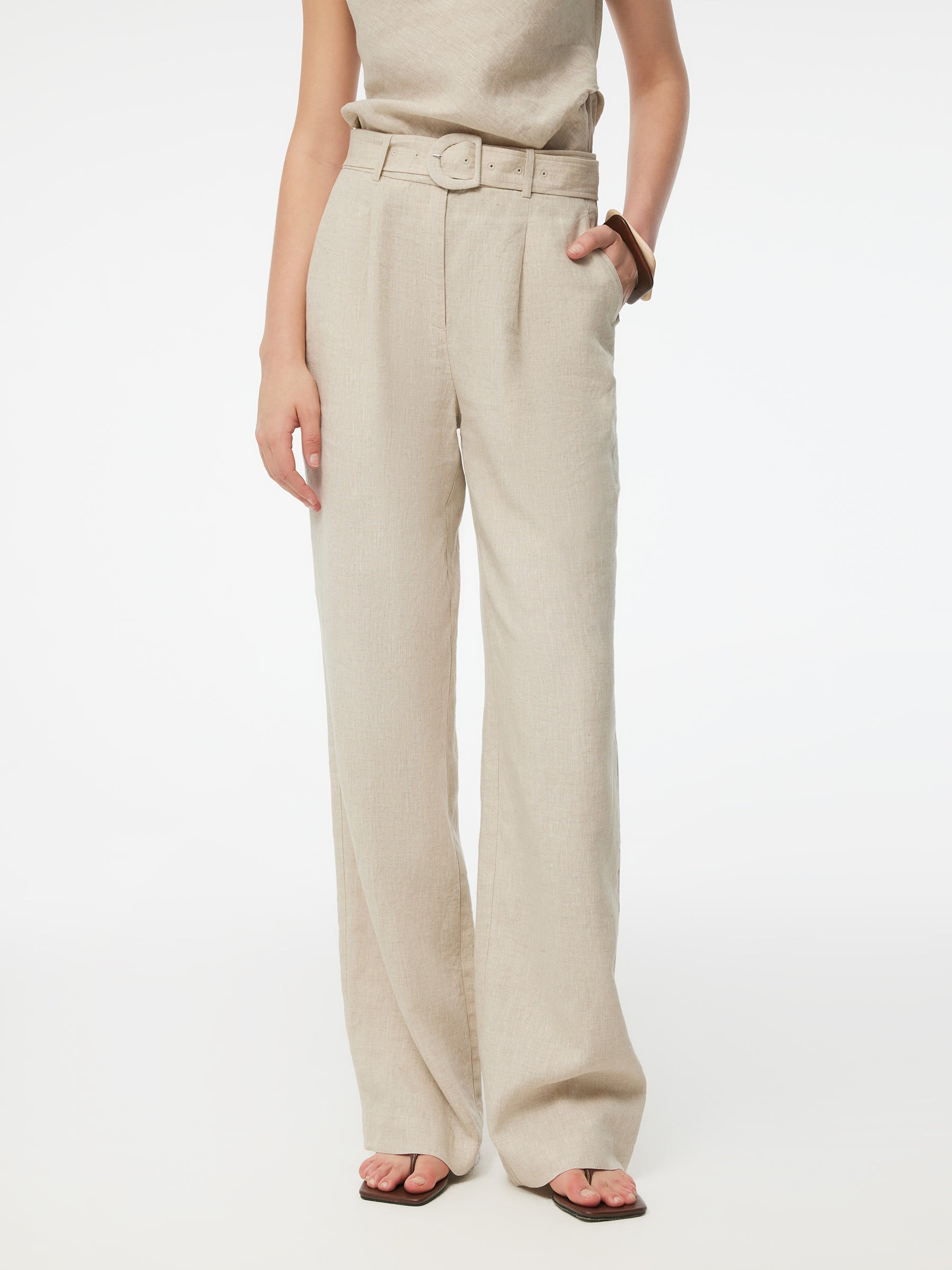 Evelyn & Co.™ | Linen Straight Leg Pants With Belt