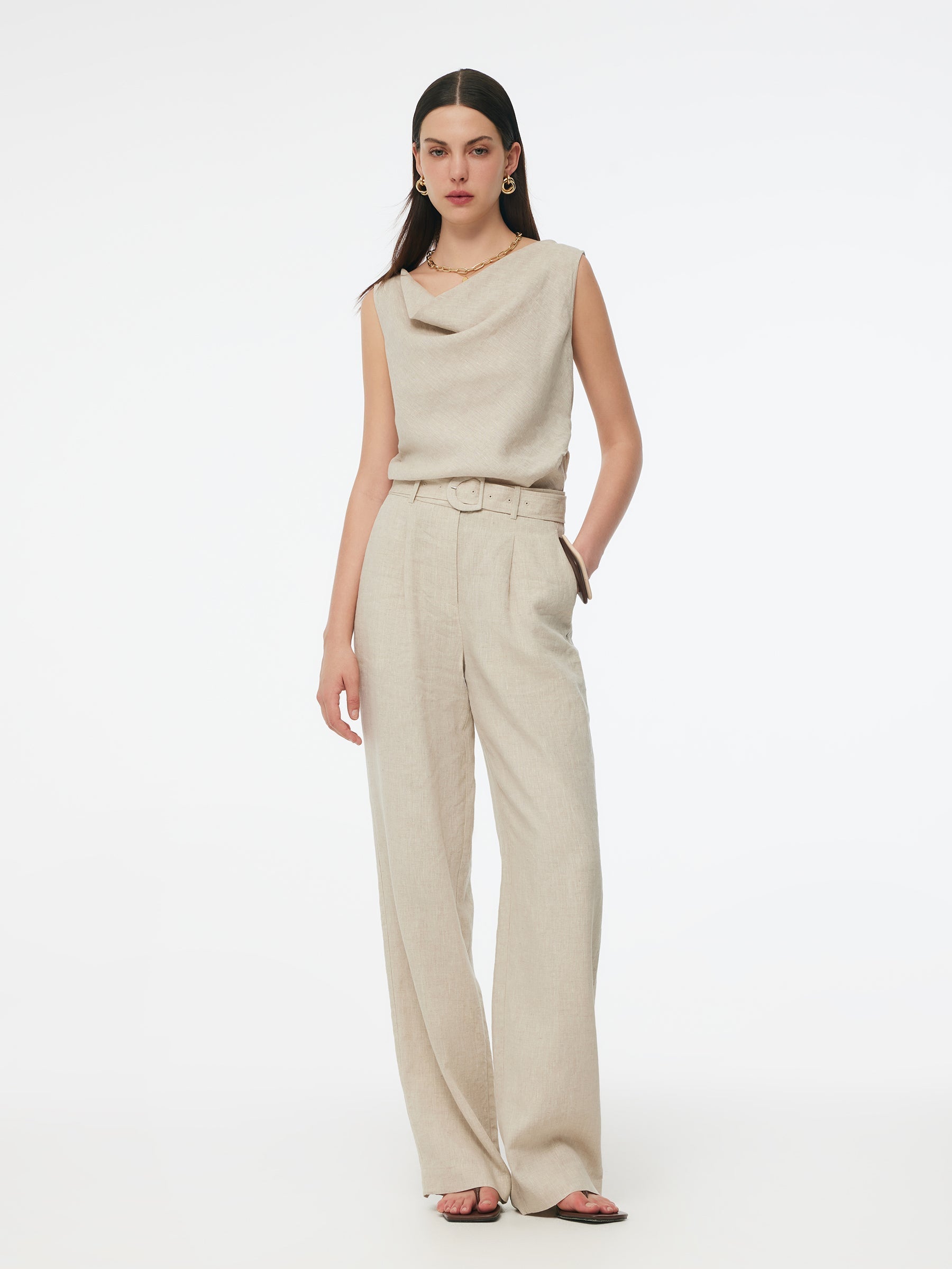 Evelyn & Co.™ | Linen Straight Leg Pants With Belt