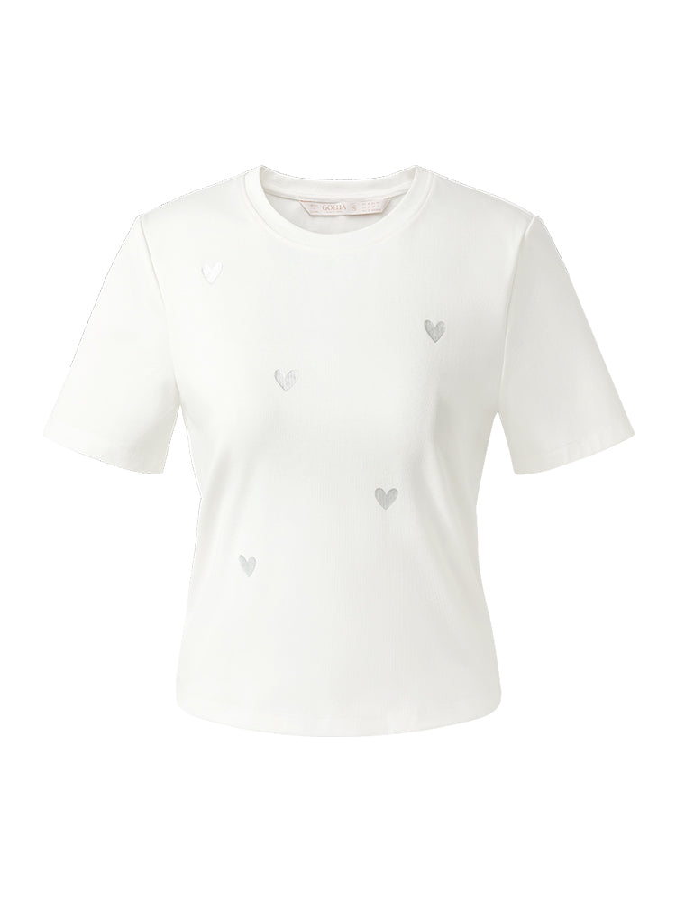 Evelyn & Co.™ | Fit Silver Heart Print T-Shirt
