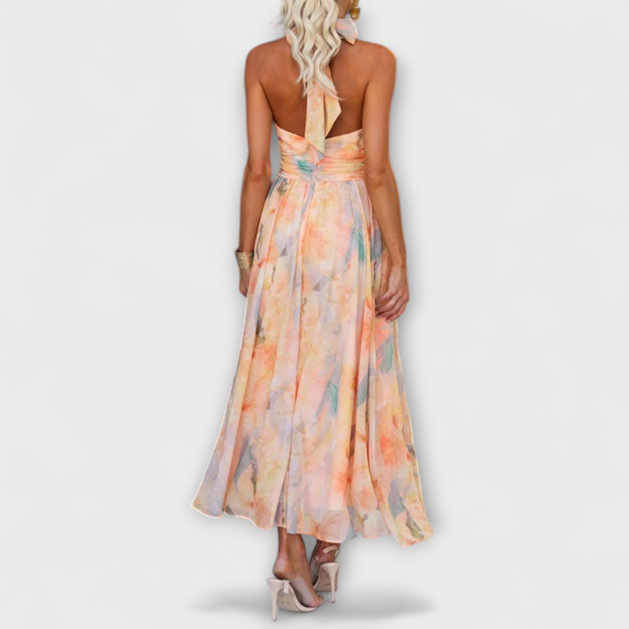 Evelyn & Co.™ | Halter-Neck Watercolour Print Dress