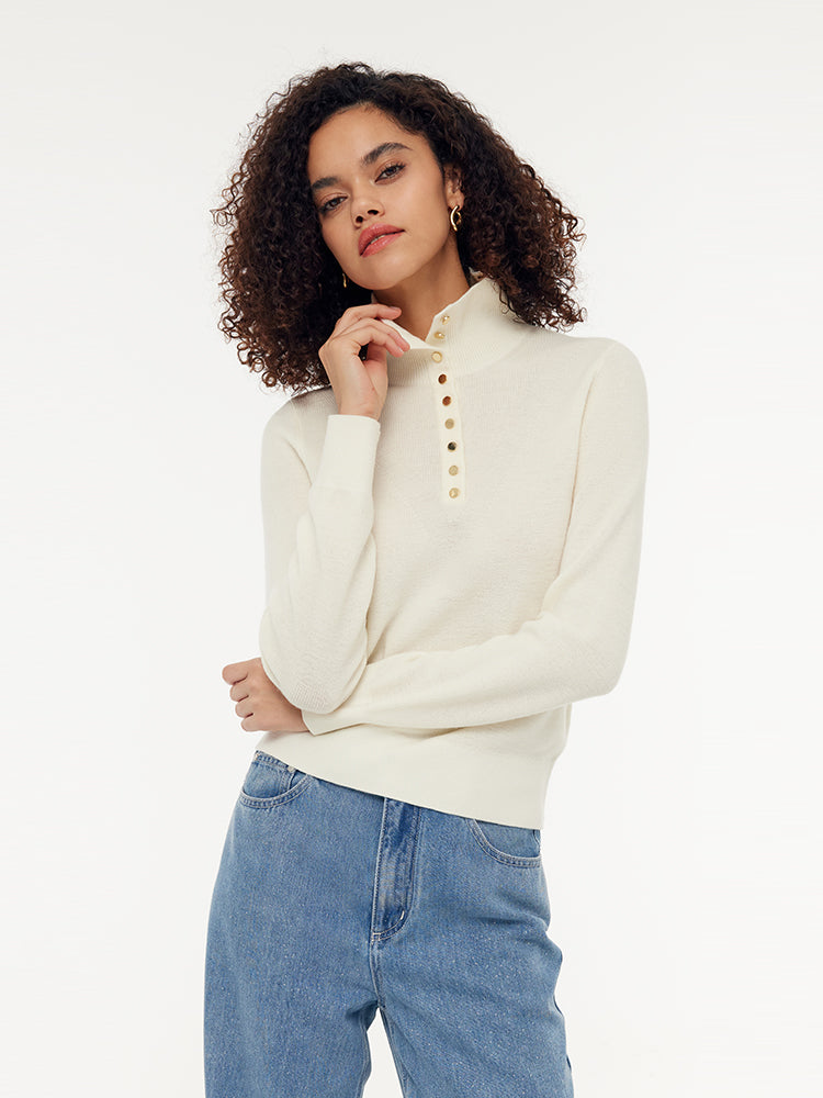 Evelyn & Co.™ | Half Button Turtleneck Sweater