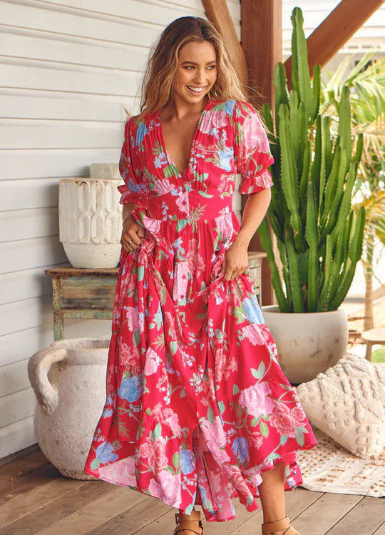 LEONTINA | FLORAL FLOWY MAXI DRESS