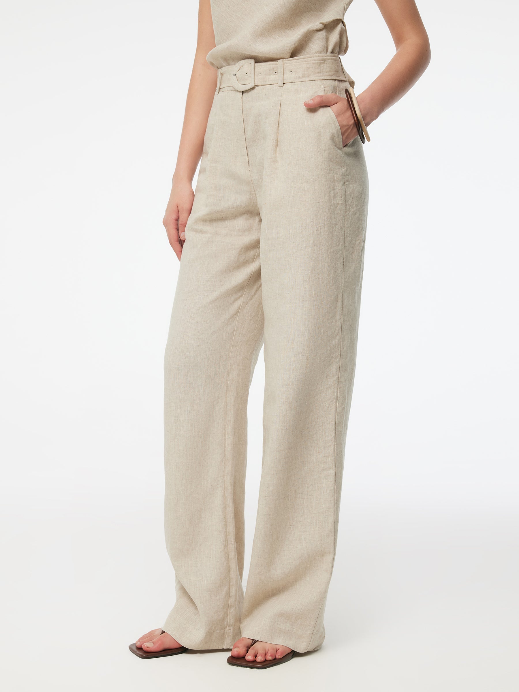 Evelyn & Co.™ | Linen Straight Leg Pants With Belt