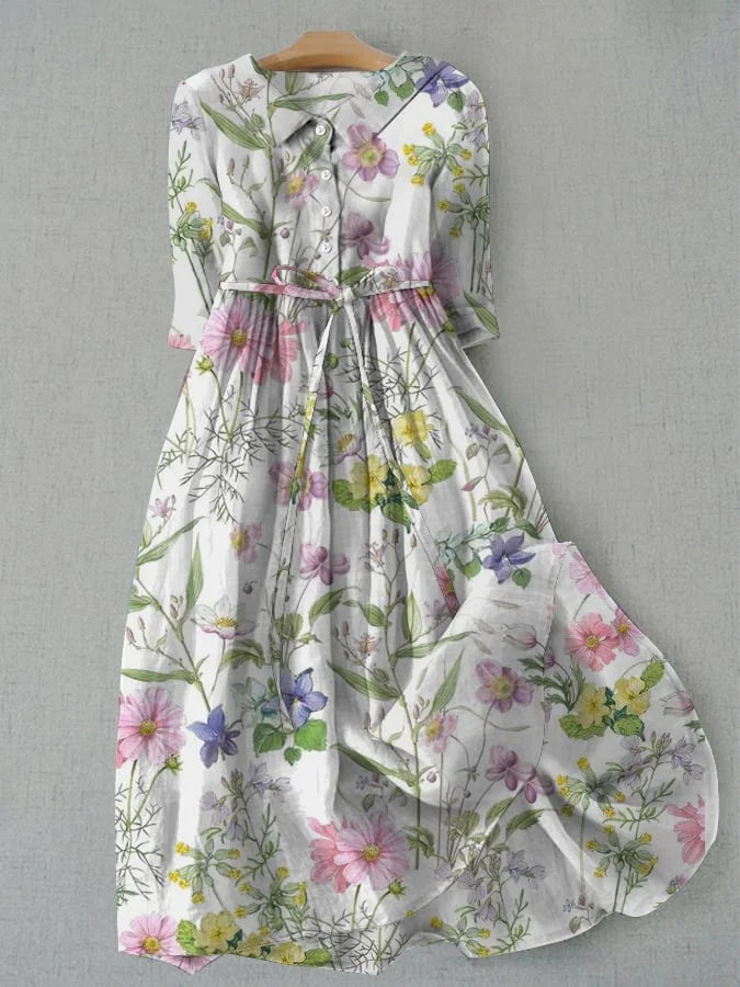 Evelyn & Co.™ | Summer A-Line Lace-Up Waisted Floral Dress