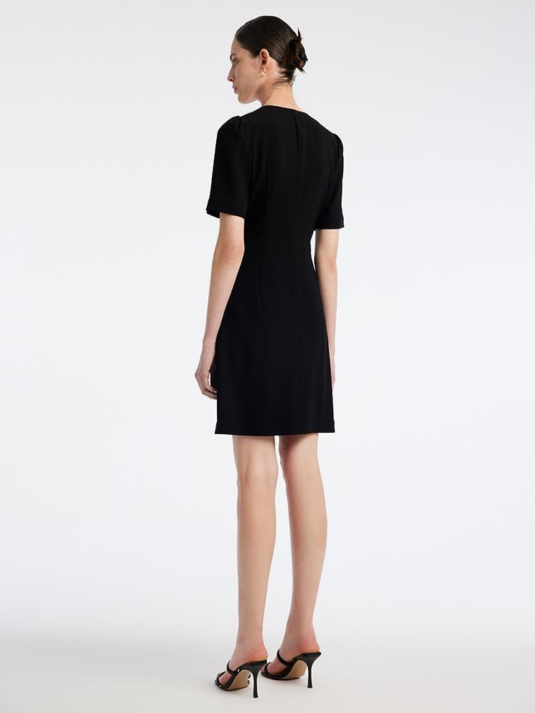 Evelyn & Co.™ | Black Triacetate Button Front Mini Dress