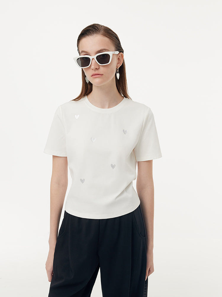 Evelyn & Co.™ | Fit Silver Heart Print T-Shirt