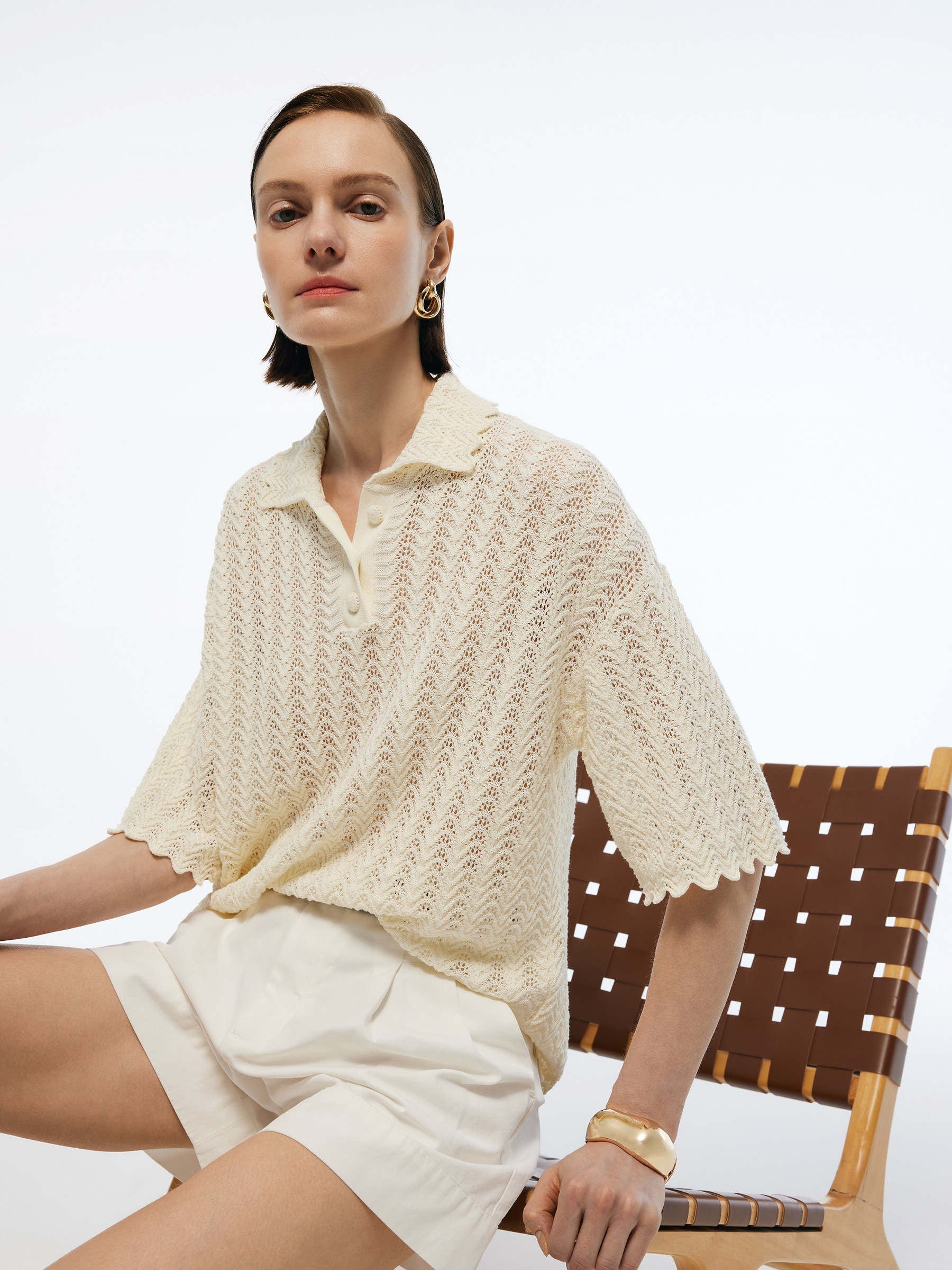 Evelyn & Co.™ | Cotton Knit Polo Top