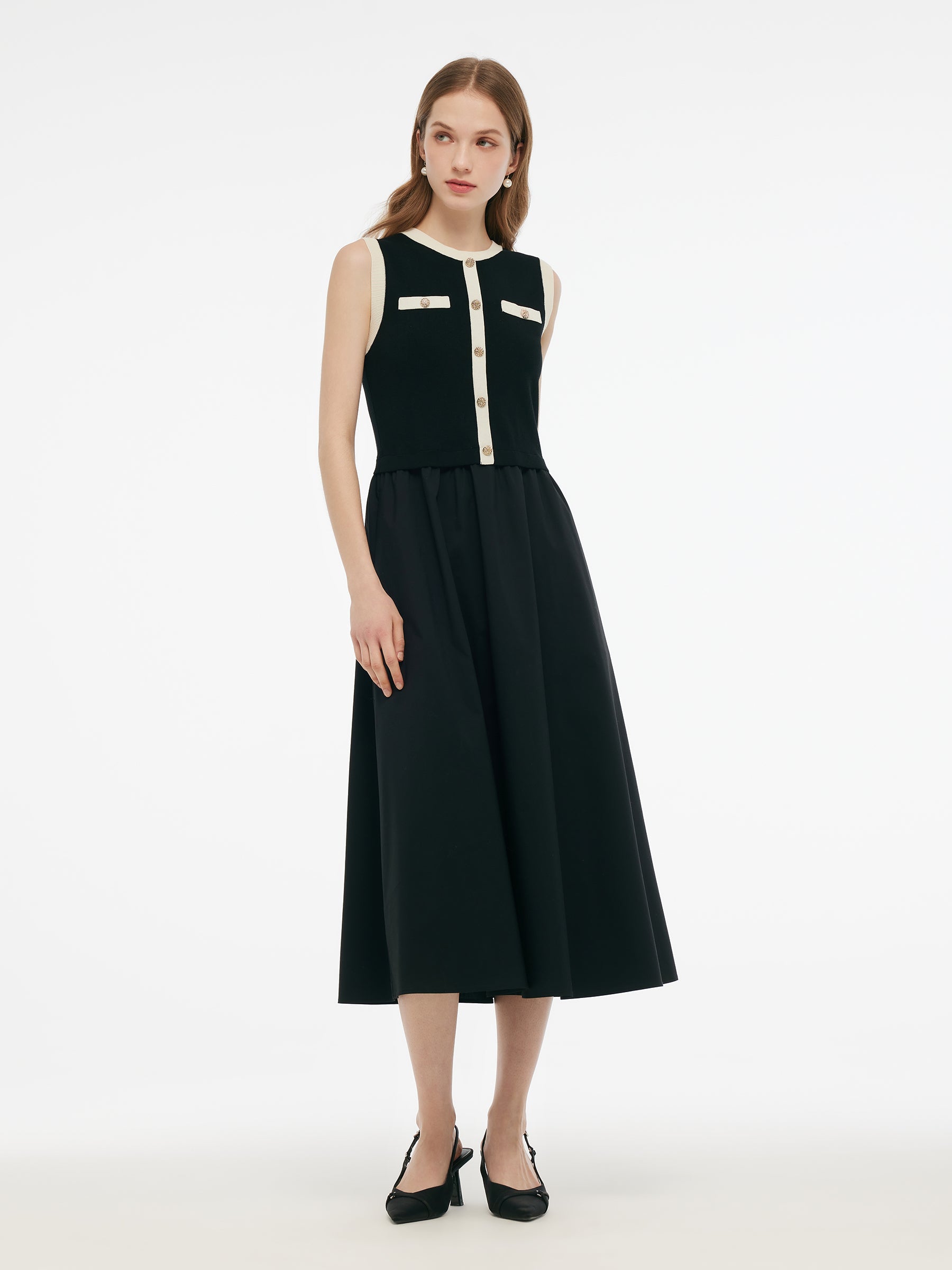 Evelyn & Co.™ | Black Vest Midi Dress