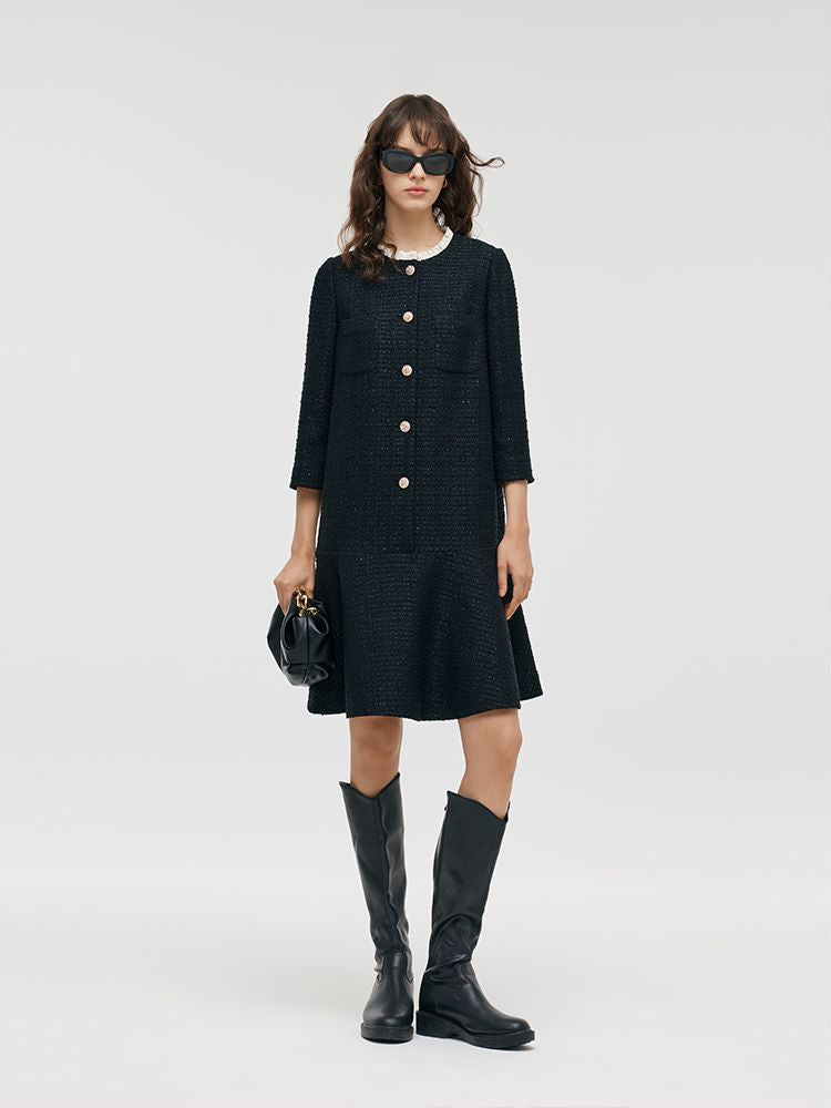 Evelyn & Co.™ | Ruffle Collared Midi Dress