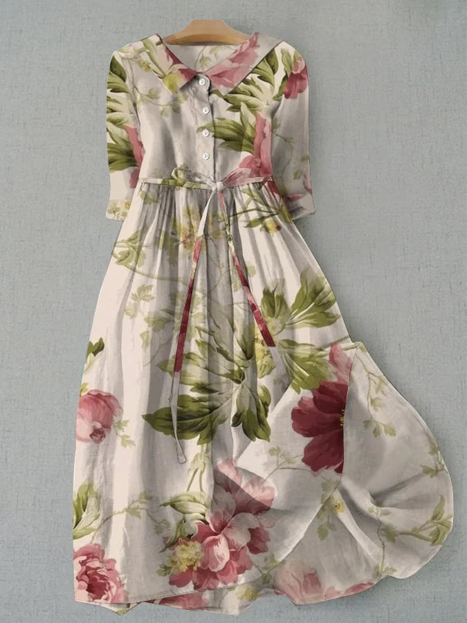 Evelyn & Co.™ |  Vintage Lace-Up Waisted Floral Dress