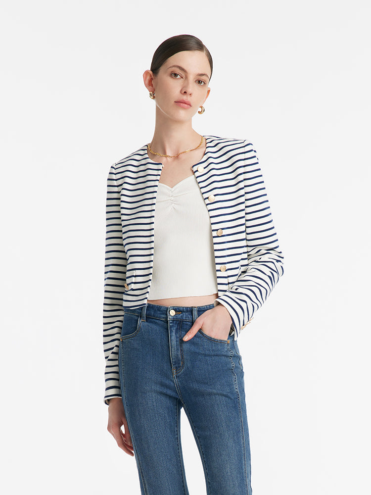 Evelyn & Co.™ | Cotton Striped Crop Jacket