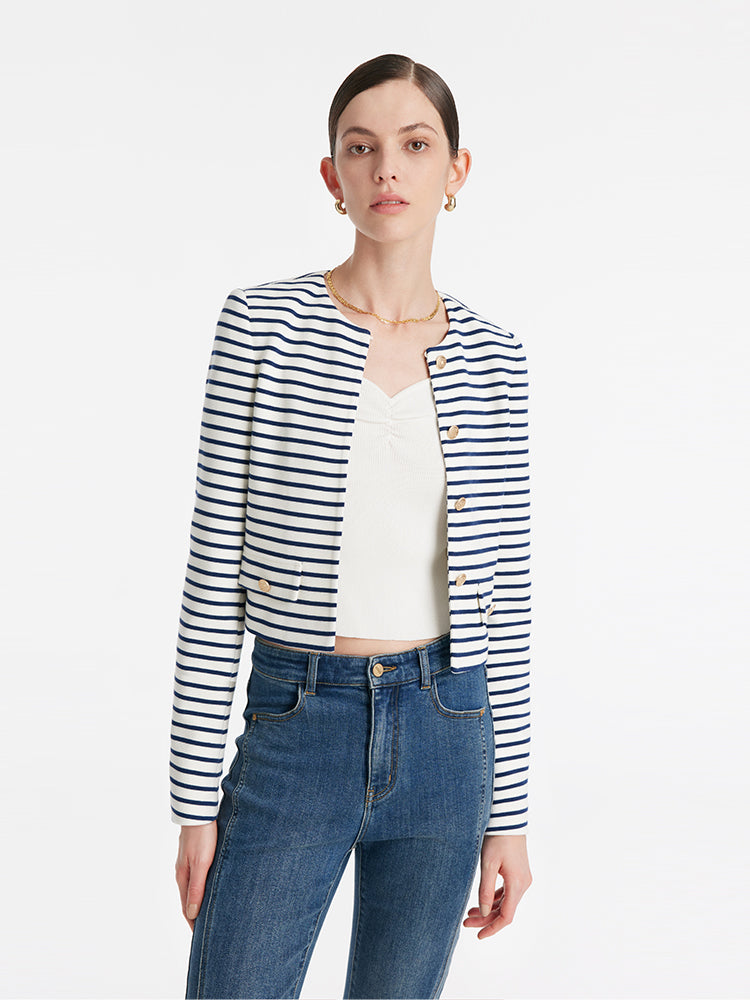 Evelyn & Co.™ | Cotton Striped Crop Jacket