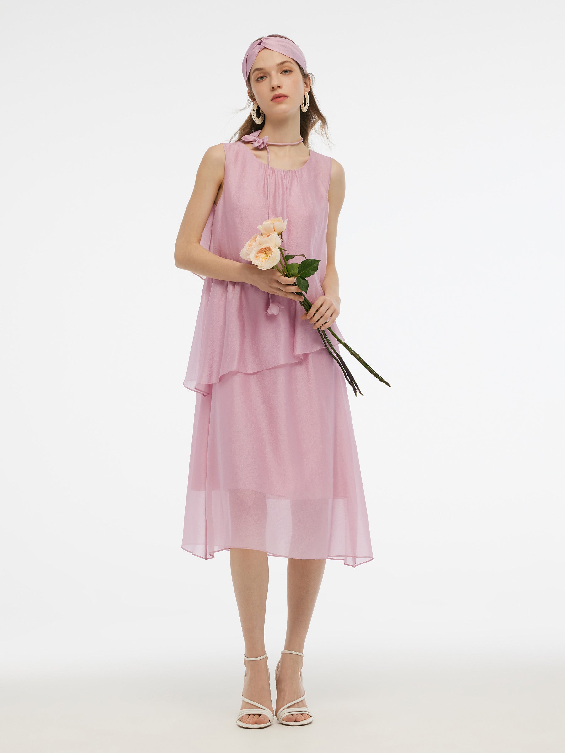 Evelyn & Co.™ | Midi Dress With Hairband & Bowknot Choker