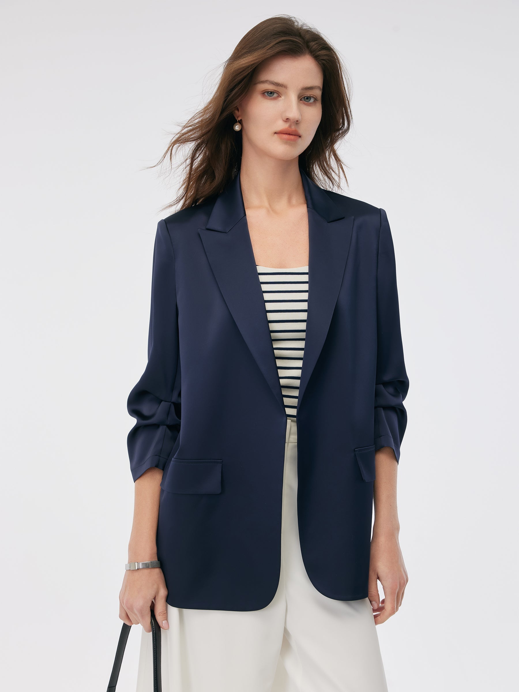 Evelyn & Co.™ | 3/4 Ruched Sleeves Blazer