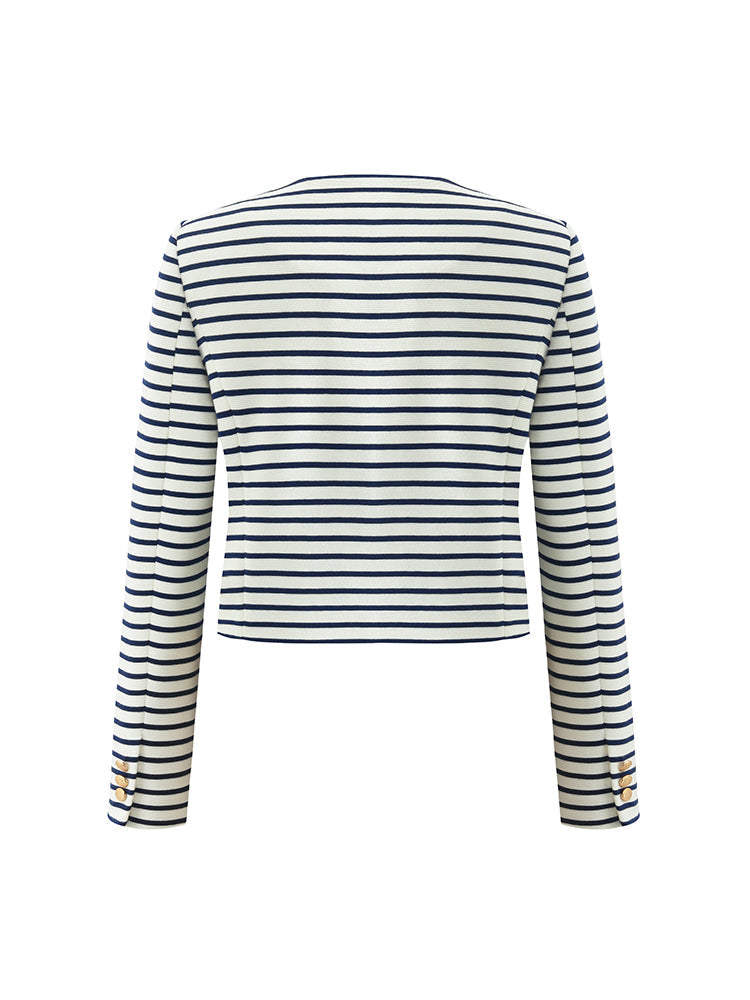 Evelyn & Co.™ | Cotton Striped Crop Jacket