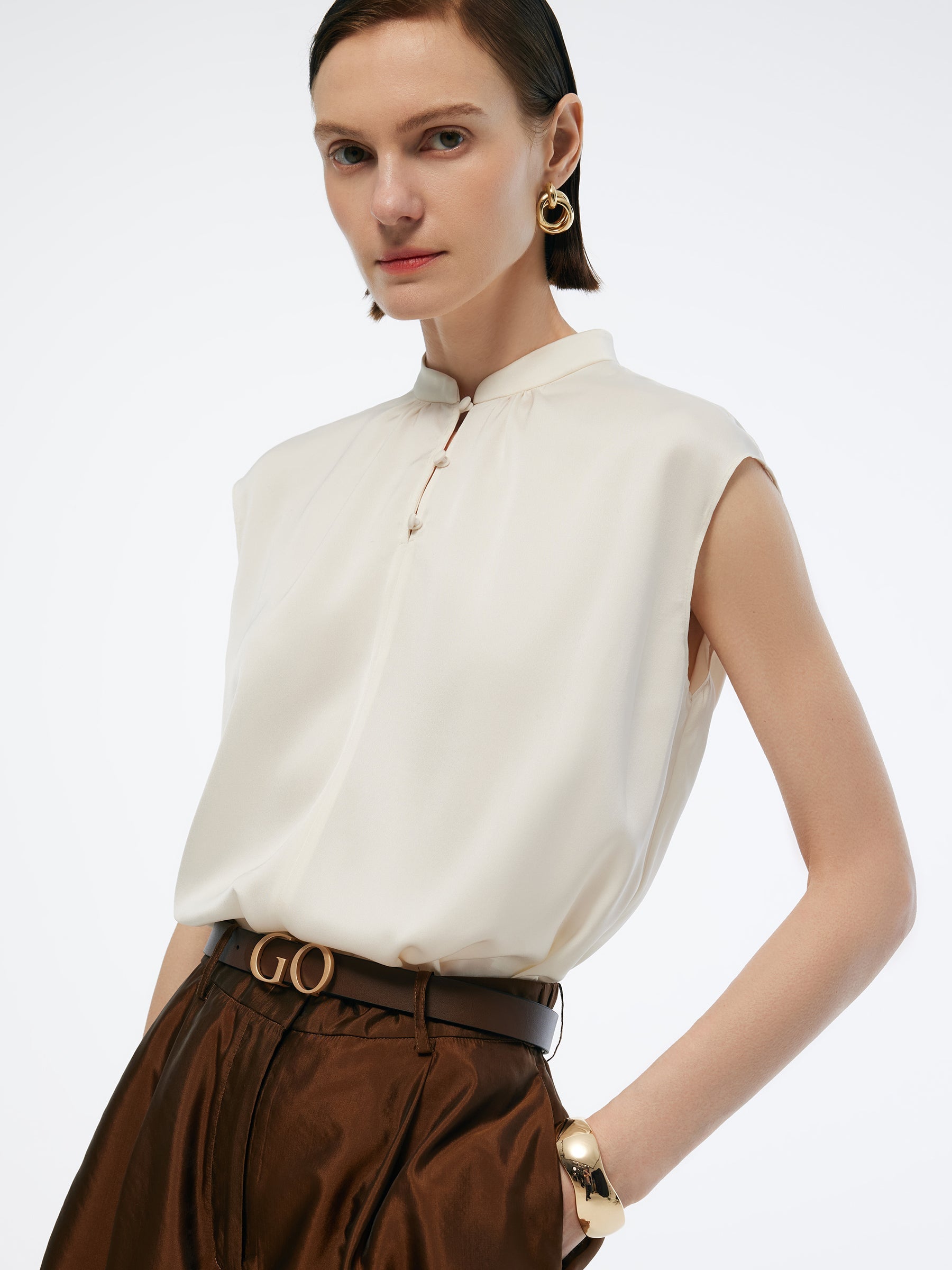 Evelyn & Co.™ | Silk Cap Sleeve Blouse