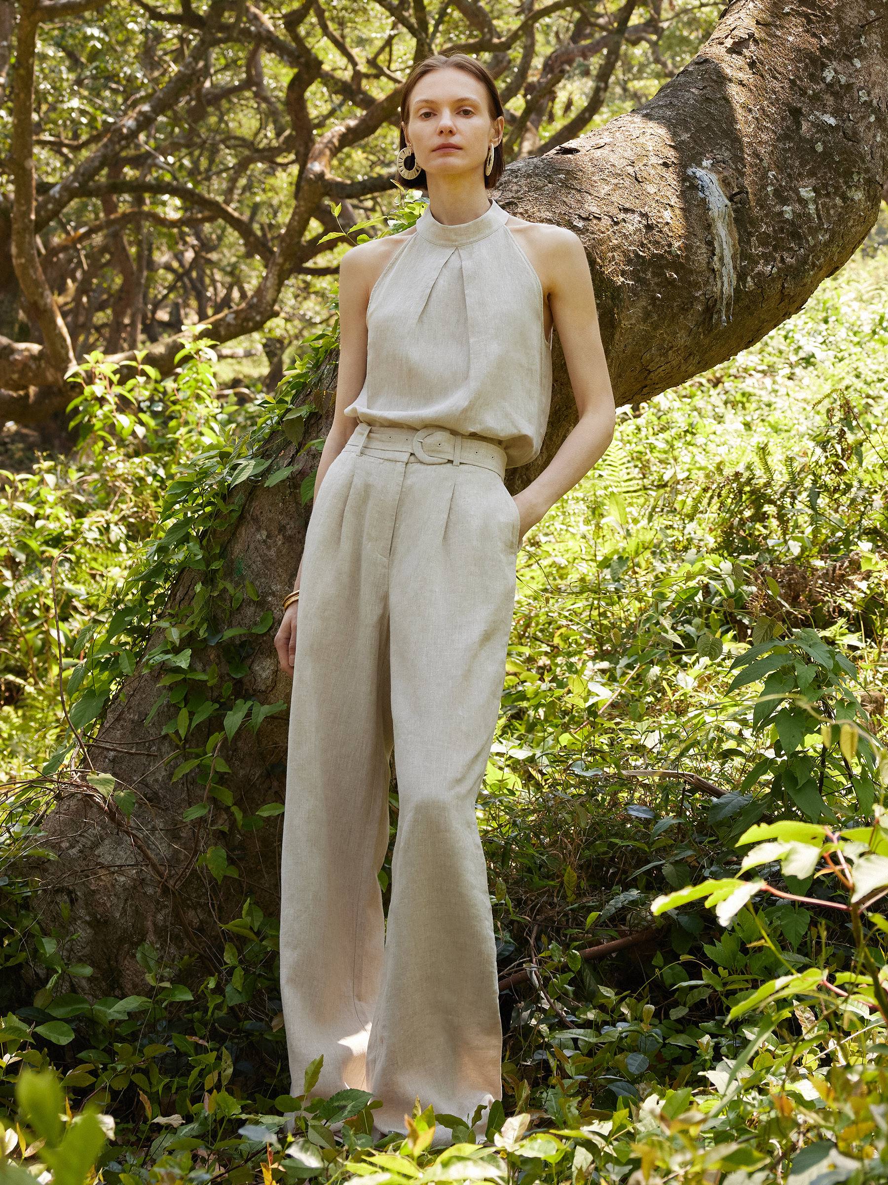 Evelyn & Co.™ | Linen Straight Leg Pants With Belt