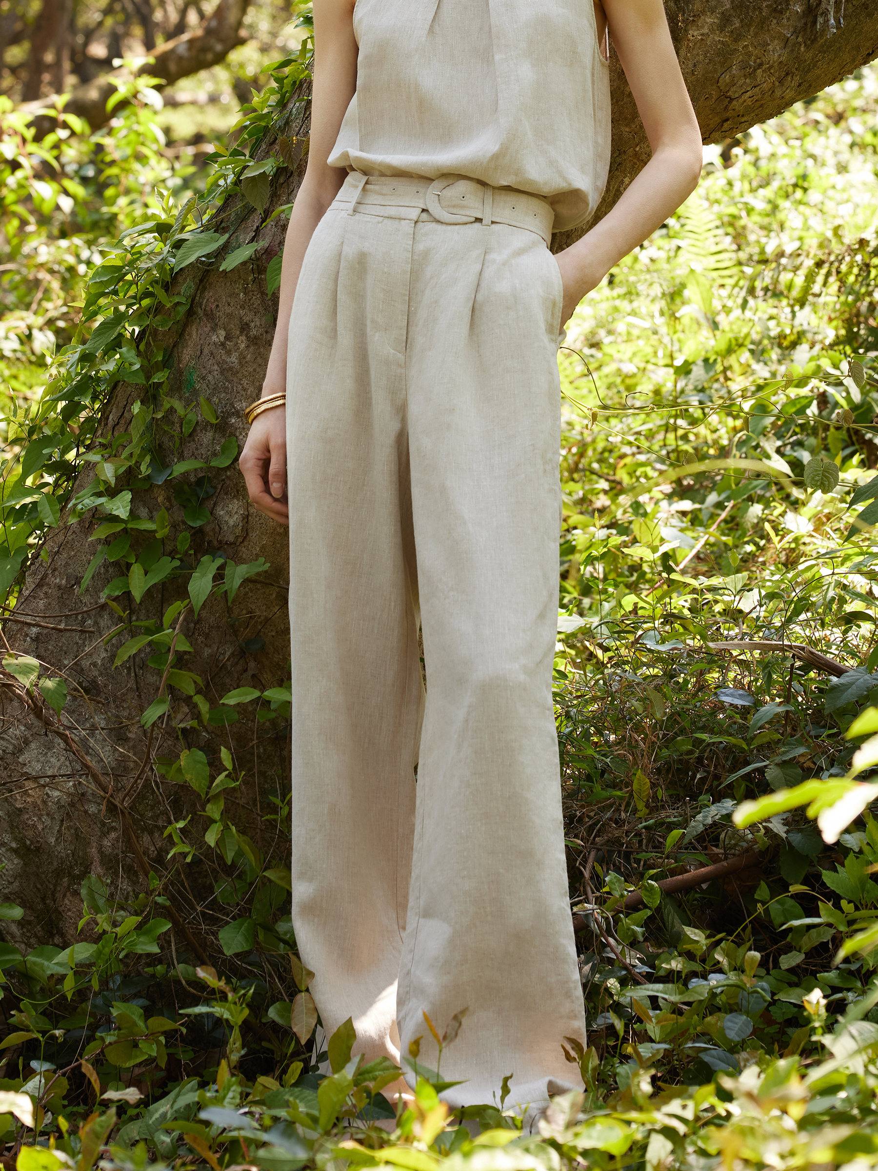 Evelyn & Co.™ | Linen Straight Leg Pants With Belt