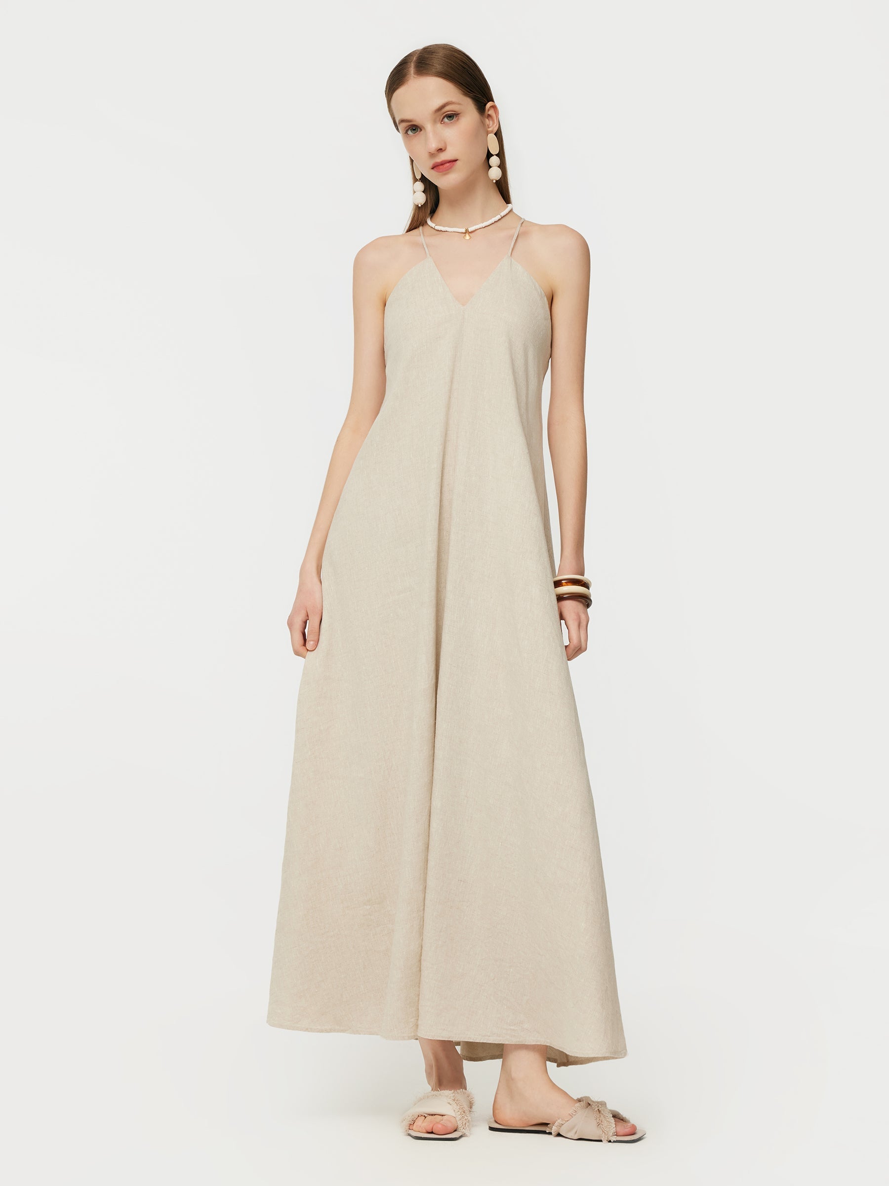 Evelyn & Co.™ | Linen Backless Strap Dress