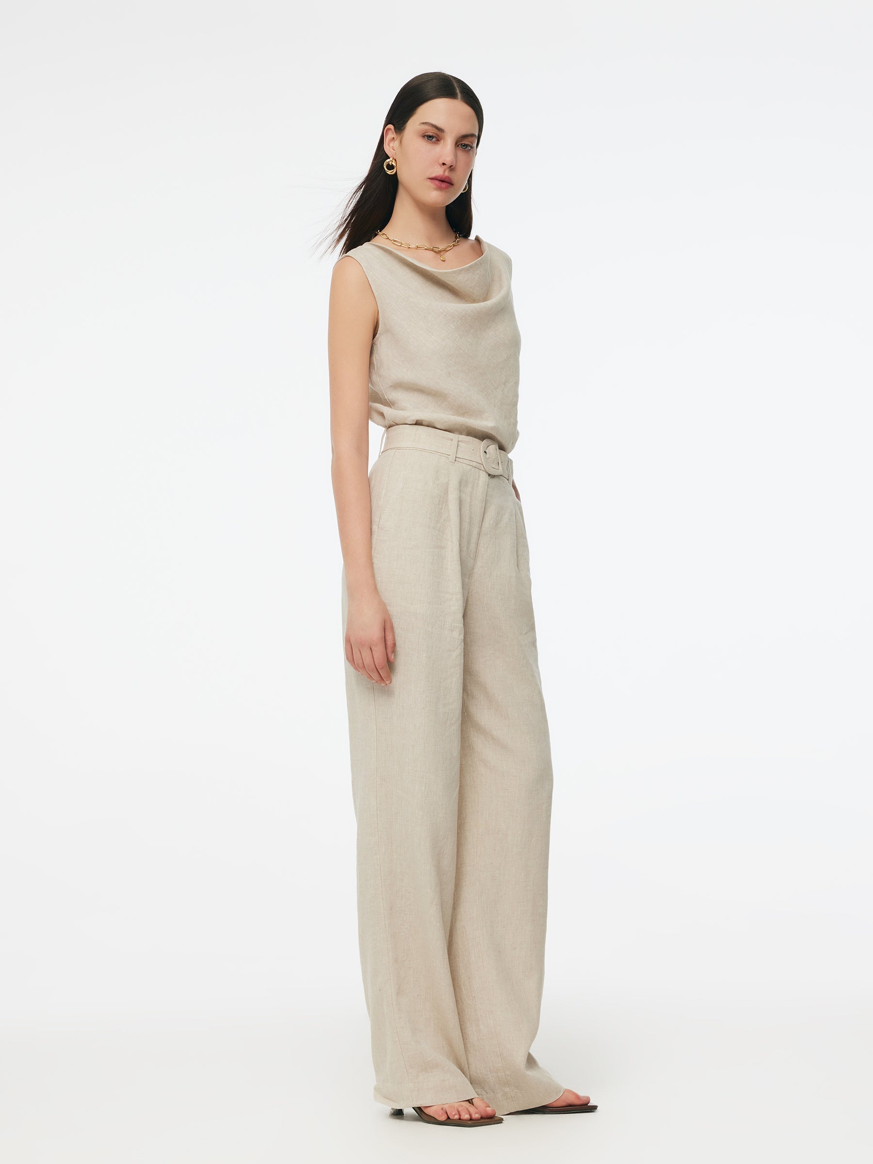 Evelyn & Co.™ | Linen Straight Leg Pants With Belt