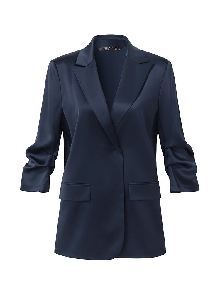 Evelyn & Co.™ | 3/4 Ruched Sleeves Blazer