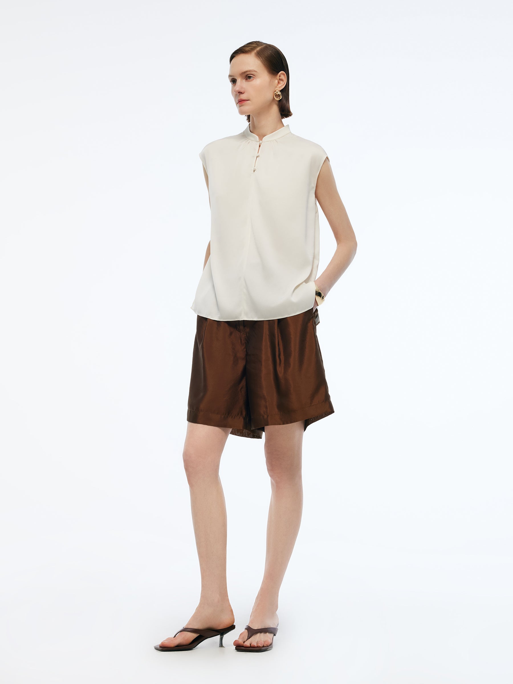 Evelyn & Co.™ | Silk Cap Sleeve Blouse