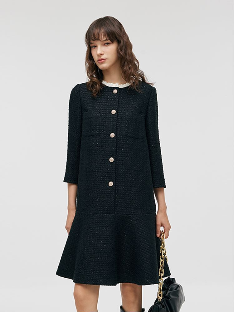 Evelyn & Co.™ | Ruffle Collared Midi Dress