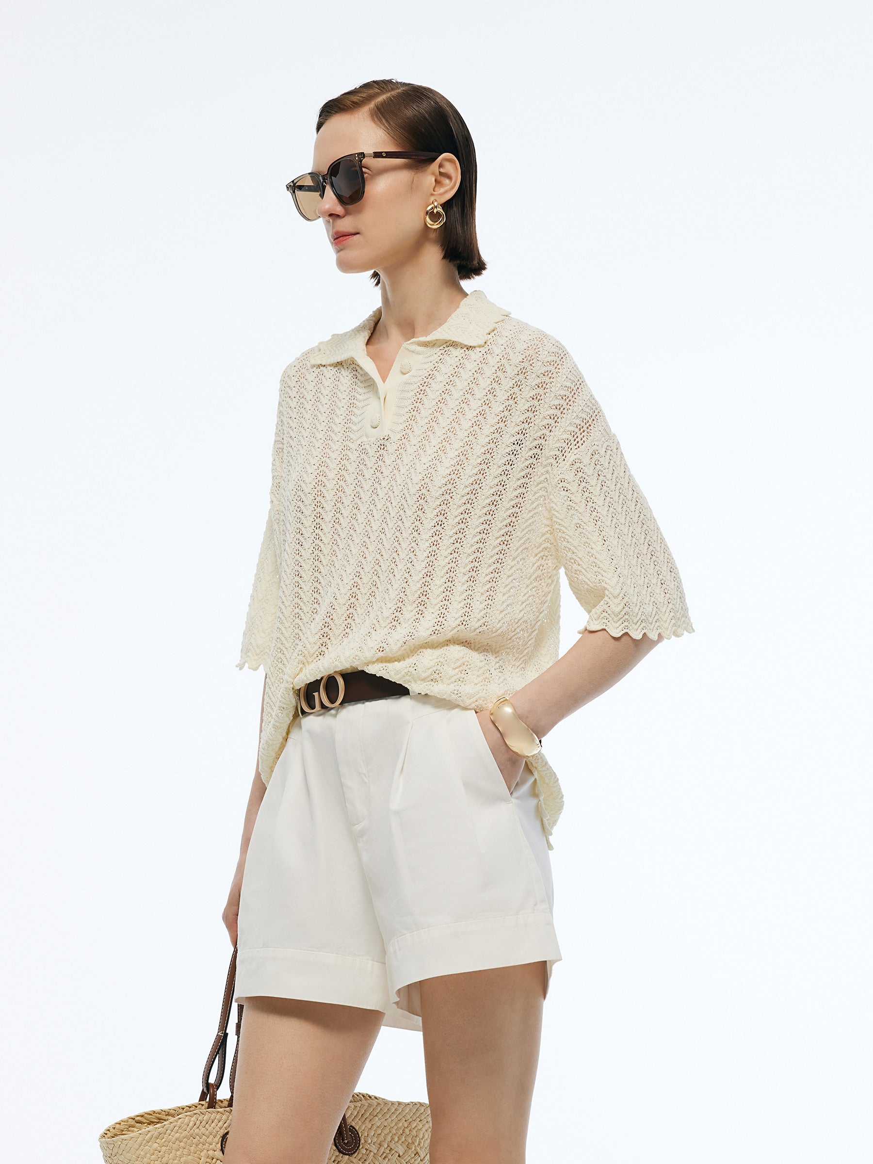 Evelyn & Co.™ | Cotton Knit Polo Top