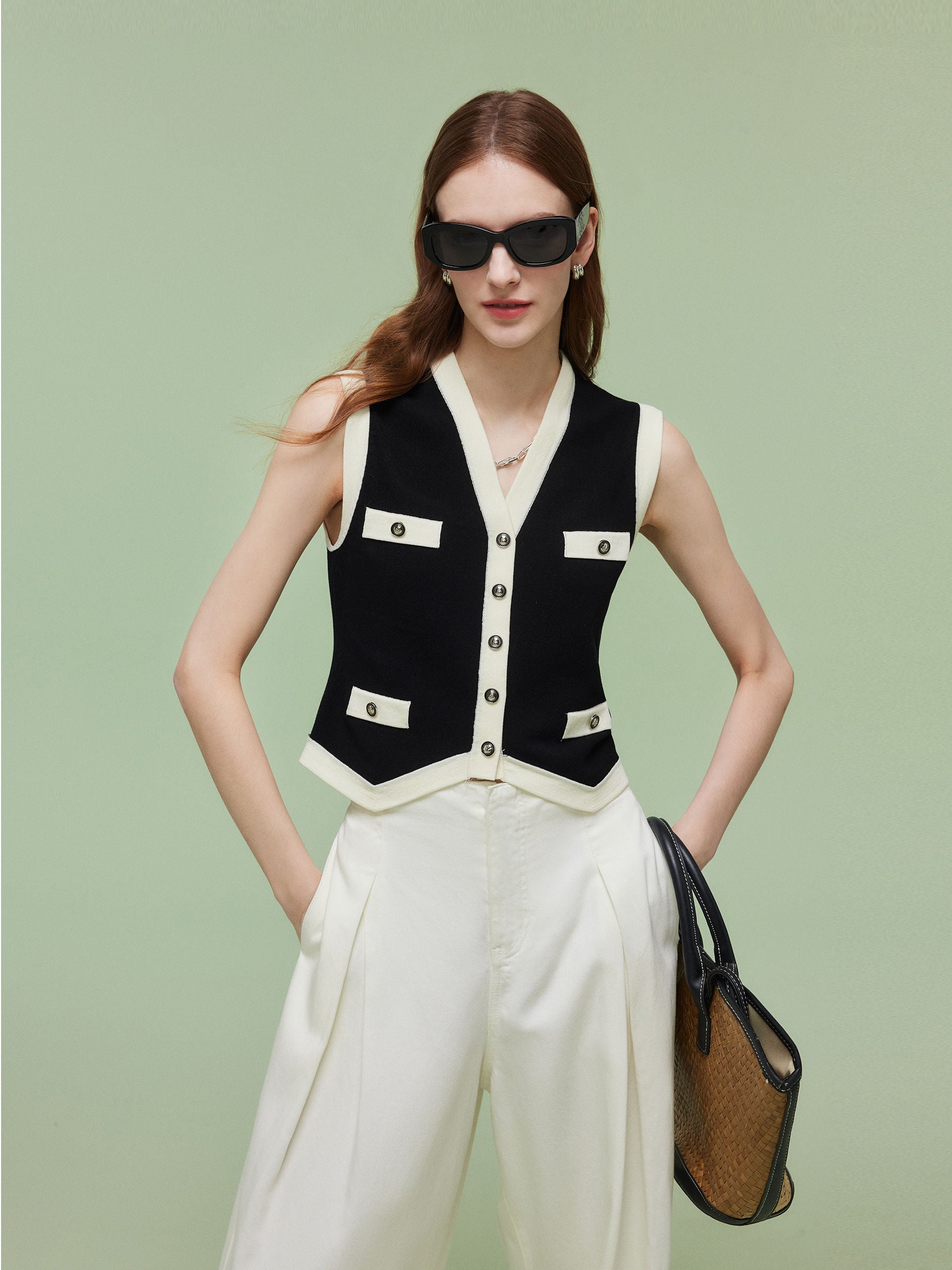 Evelyn & Co.™ | Tencel Blend Trim Knit Vest