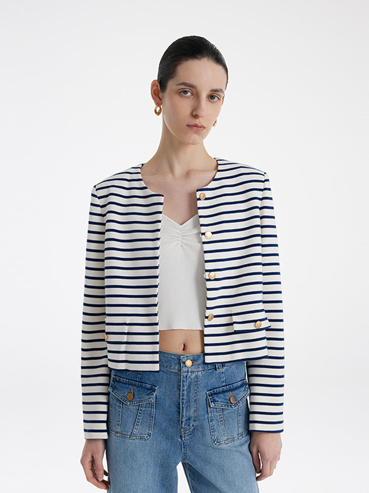 Evelyn & Co.™ | Cotton Striped Crop Jacket