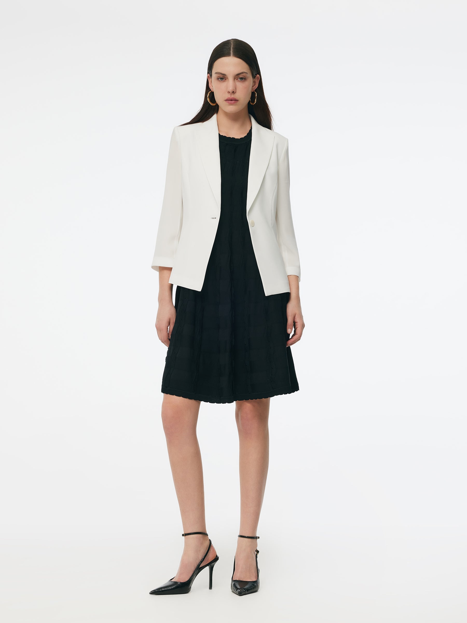 Evelyn & Co.™ |Triacetate Blend Gathered Waist Blazer